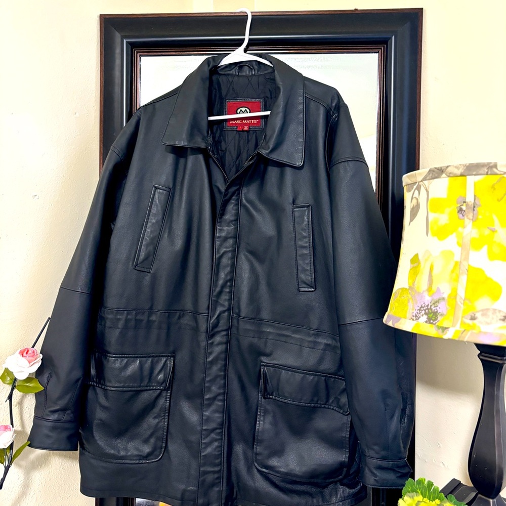Marc Mattis Men’s black leather Jack Size large